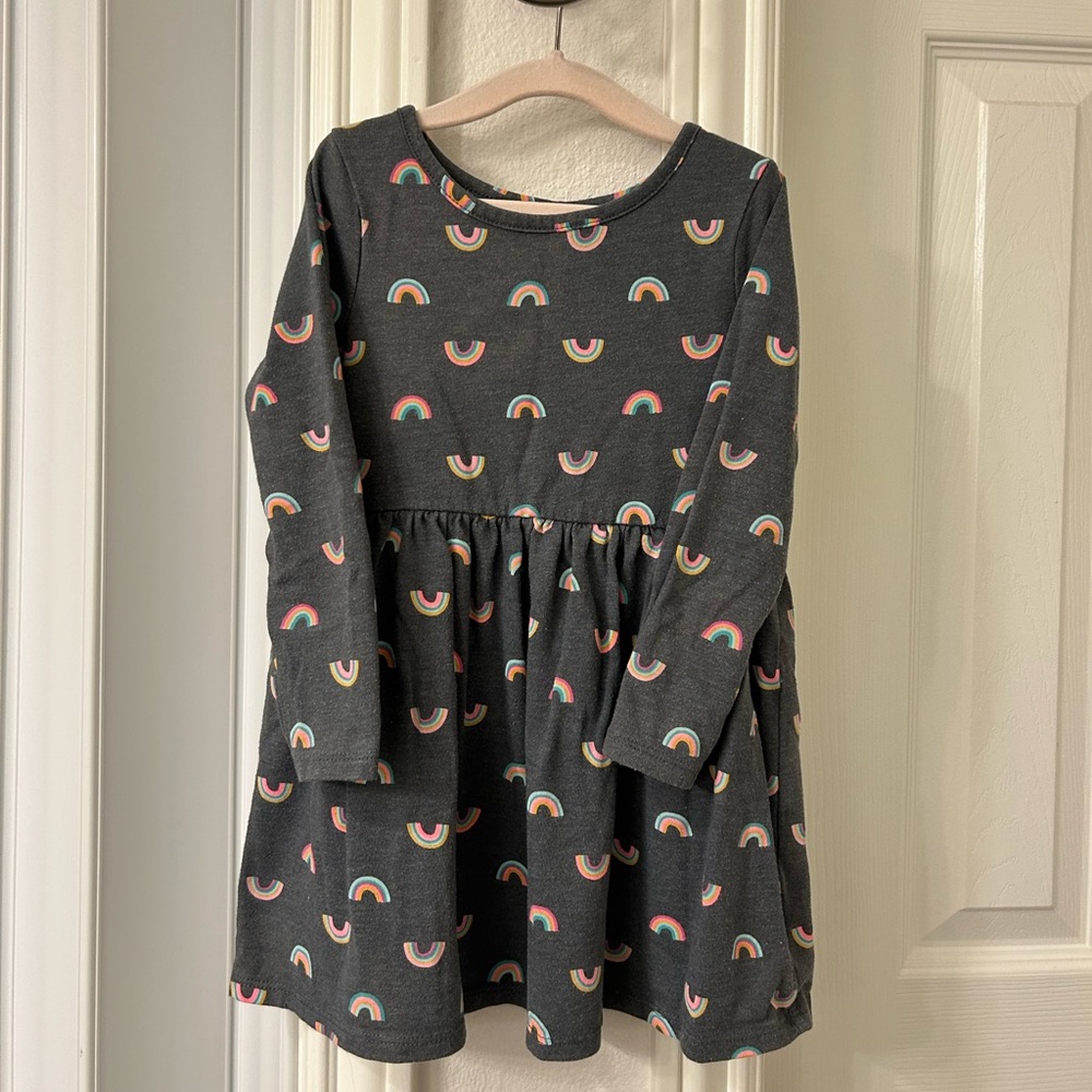 Cat & Jack Girls Long Sleeve Rainbow Dress